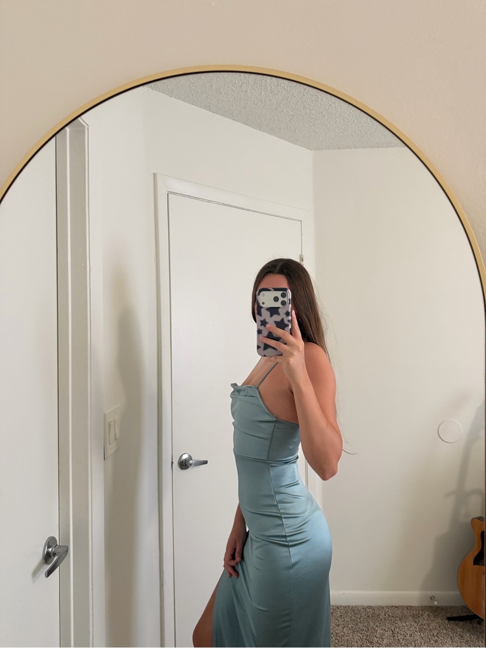 Windsor Satin Cowl Neck Maxi Dress in Light Blue - Picture 5 of 6